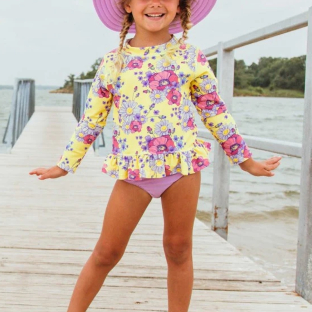 Ruffle Butts 2 piece long sleeve rash guard & bottoms